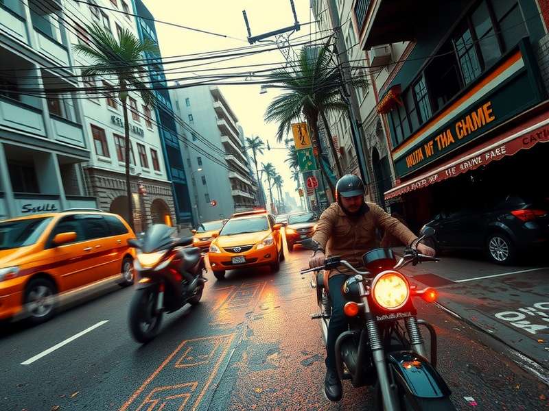 CarX Street गेमप्ले स्क्रीनशॉट जिसमें तेज कार और शहर की सड़कें दिख रही हैं