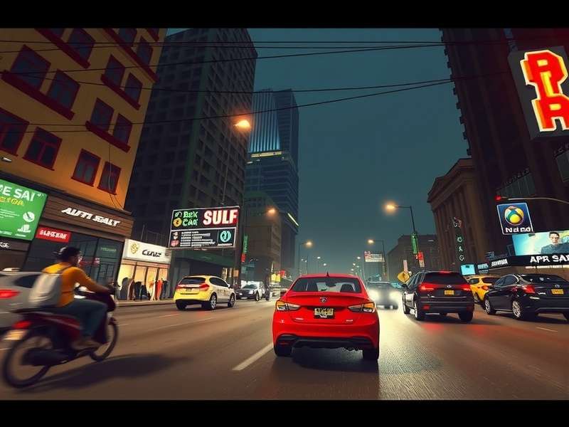 CarX Street Xbox Series S गेमप्ले स्क्रीनशॉट - रात में शहर की सड़क पर रेस
