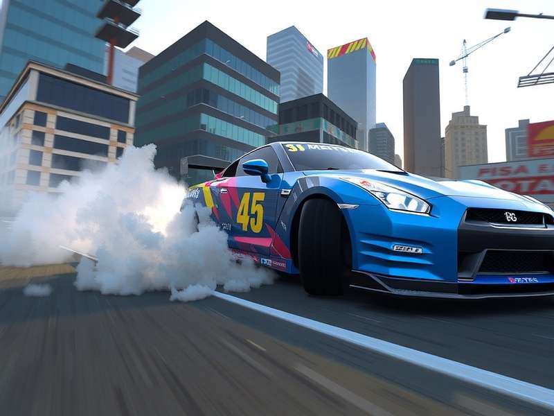 CarX Street Xbox gameplay showing a custom Nissan Skyline drifting at night