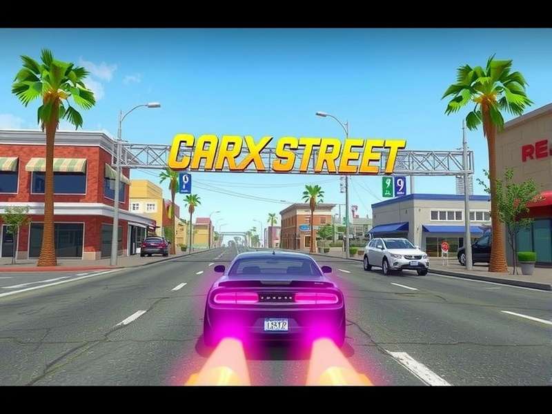 CarX Street PC Gameplay Screenshot at Night with Neon Lights