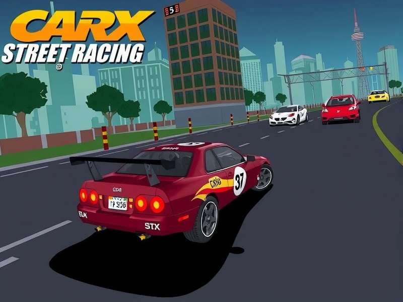 CarX Street racing gameplay screenshot showing night street racing