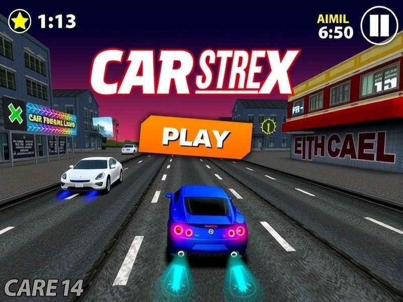 CarX Street night racing scene with neon lights reflecting on wet asphalt