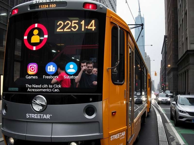 CarX Street gameplay showing a streetcar racing through city streets