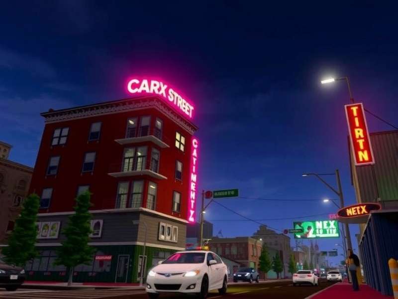 CarX Street gameplay screenshot showing nighttime street racing in an urban Indian setting