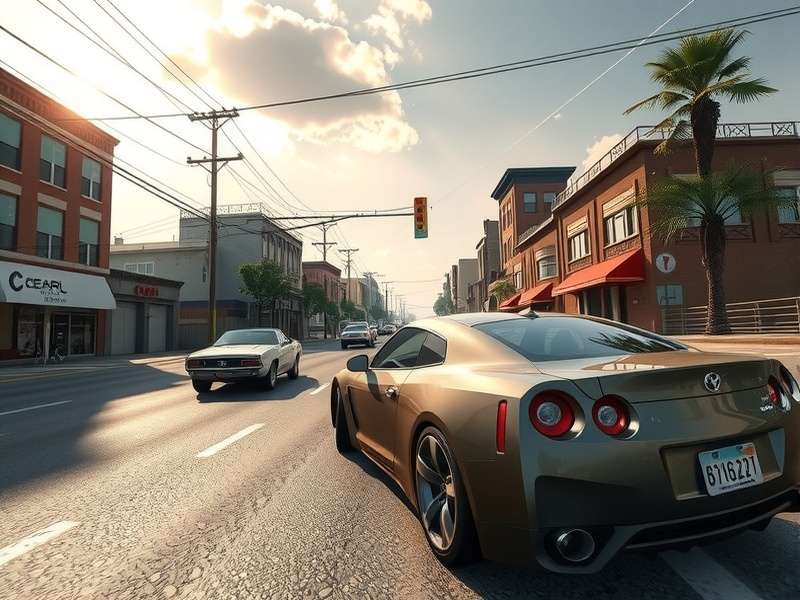 CarX Street gameplay screenshot showing a customized car racing at night