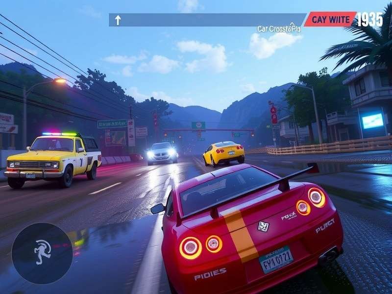 CarX Street PS5 gameplay showing crossplay with PC and Xbox players in a night race