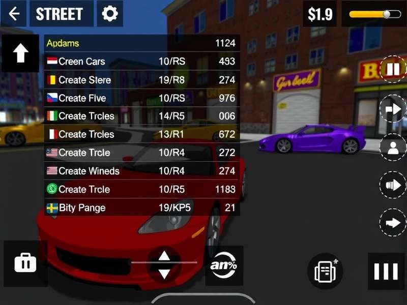 CarX Street PC car list showcase with all vehicles displayed in a garage grid