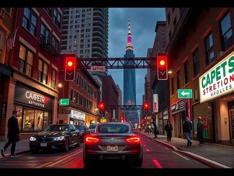 CarX Street gameplay screenshot showing a sports car on a neon-lit city street at night
